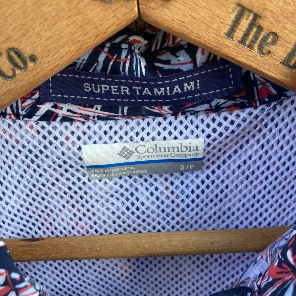 Columbia PFG Shirt Men's Small Super Tamiami Omni-Shade Fishing Red White Blue - Picture 5 of 8